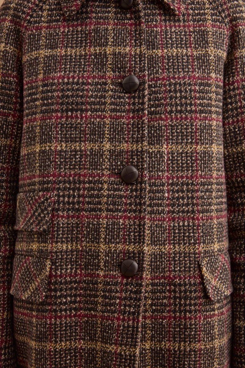 Cappotto Check Monopetto in Misto Cotone - MARRONE QUADRI