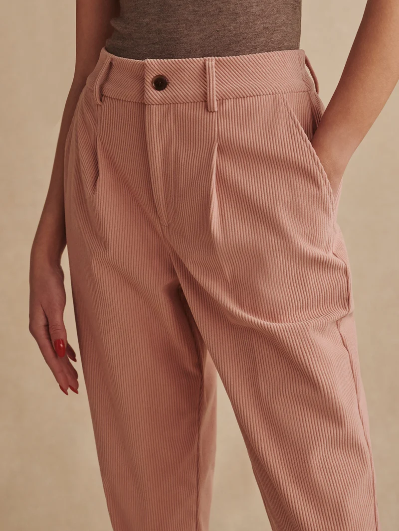 Plush Cord Pleat Tapered Trouser Regular