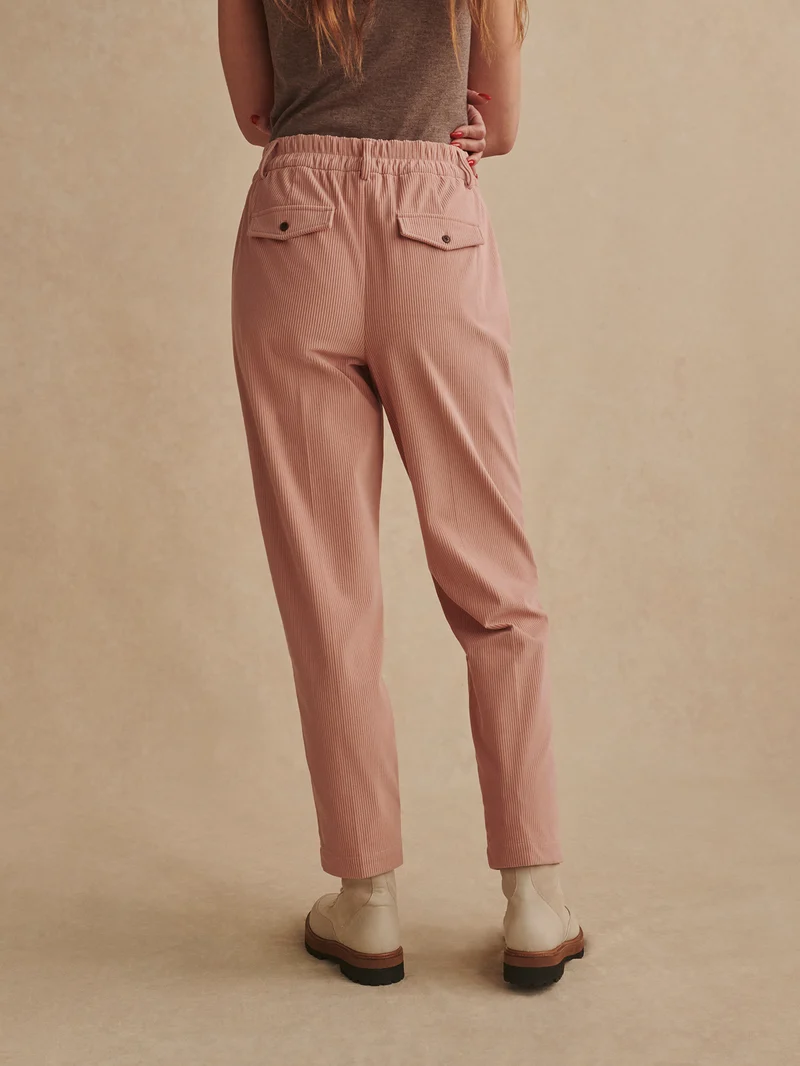 Plush Cord Pleat Tapered Trouser Long