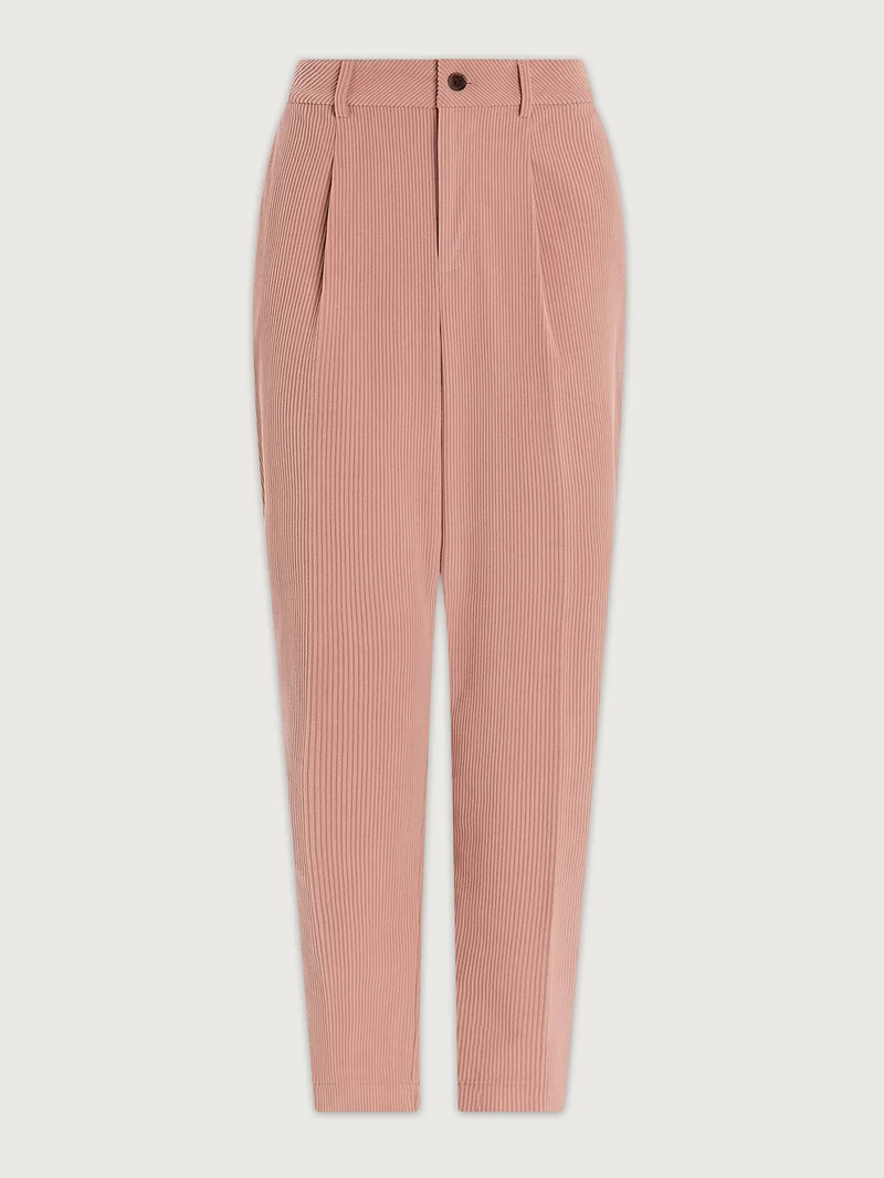 Plush Cord Pleat Tapered Trouser Long