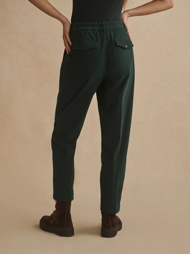 Plush Cord Pleat Tapered Trouser Long