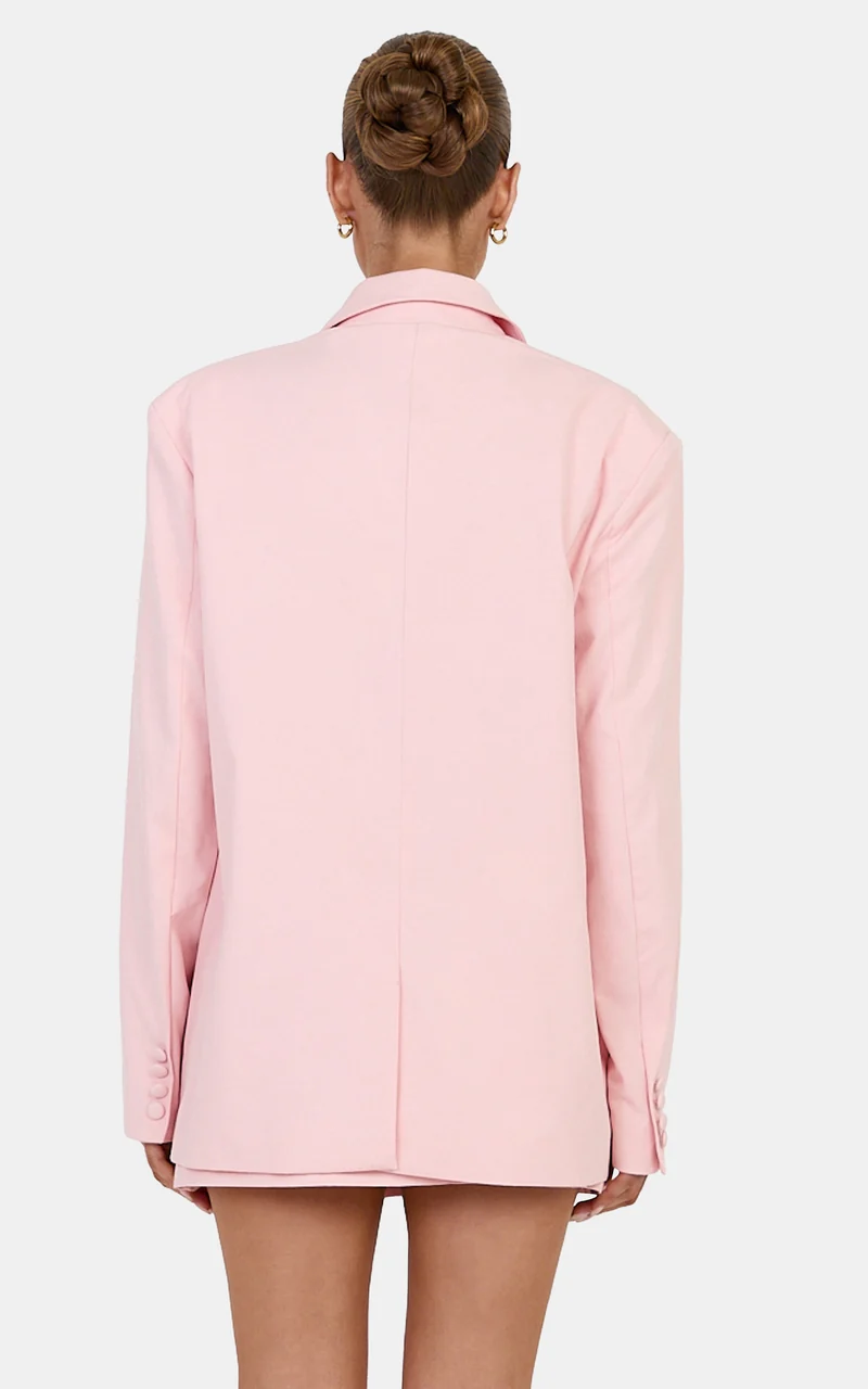 Virginia Jacket - Oversized Double Breasted Blazer in Baby Pink