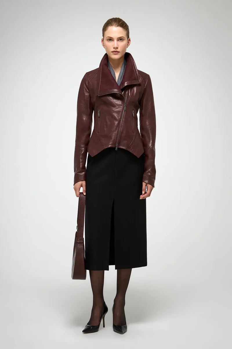 Sigrid - Kirsche Lederjacke
