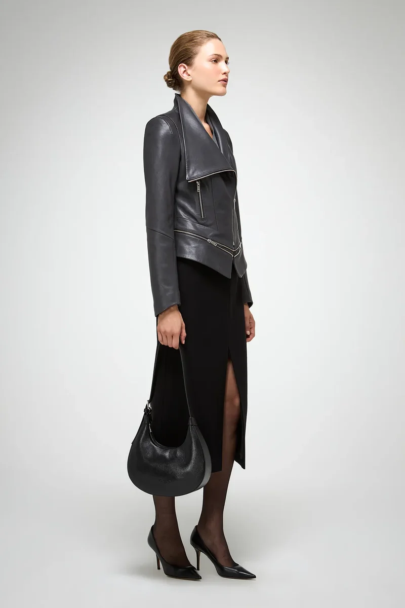 Marcela - Anthrazitfarbene Lederjacke