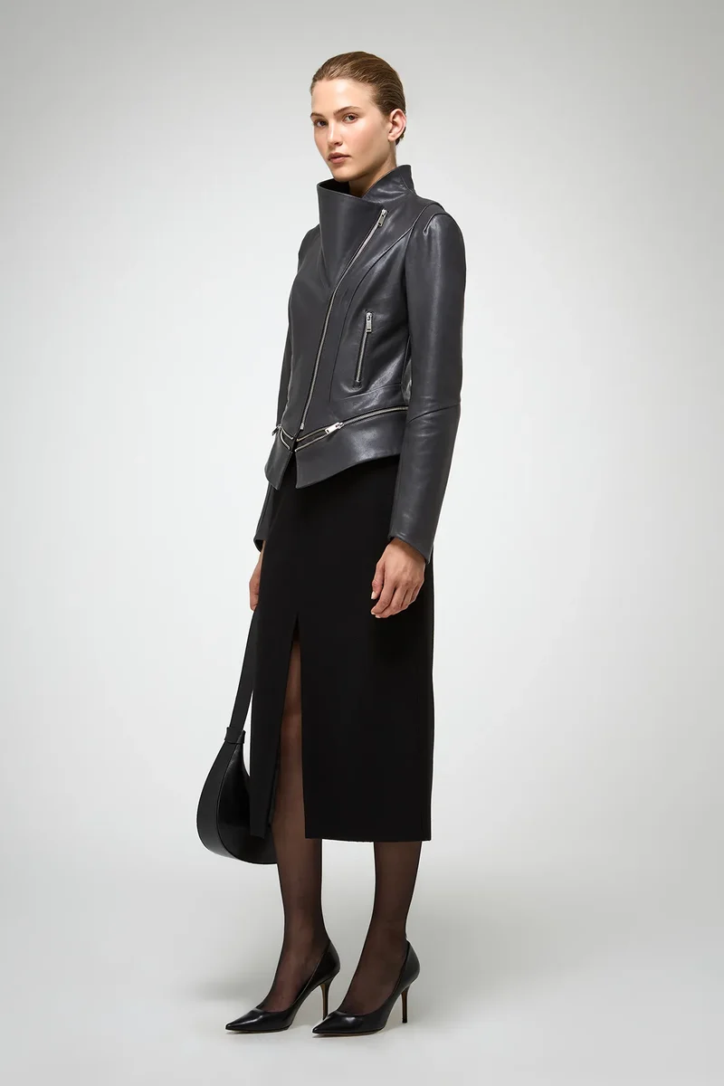 Marcela - Anthrazitfarbene Lederjacke