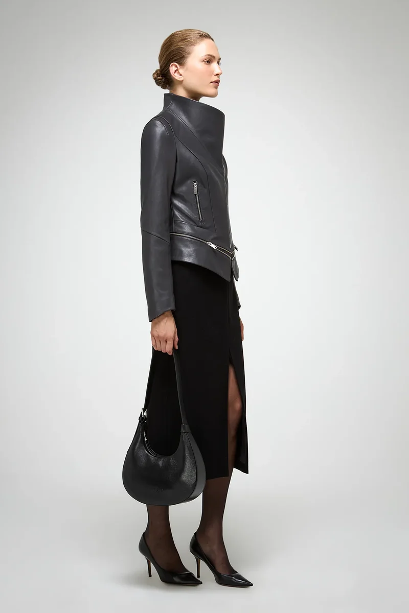 Marcela - Anthrazitfarbene Lederjacke