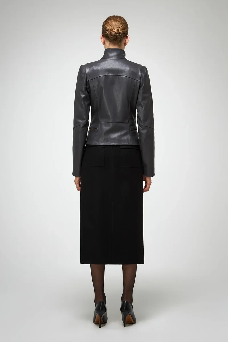 Marcela - Anthrazitfarbene Lederjacke
