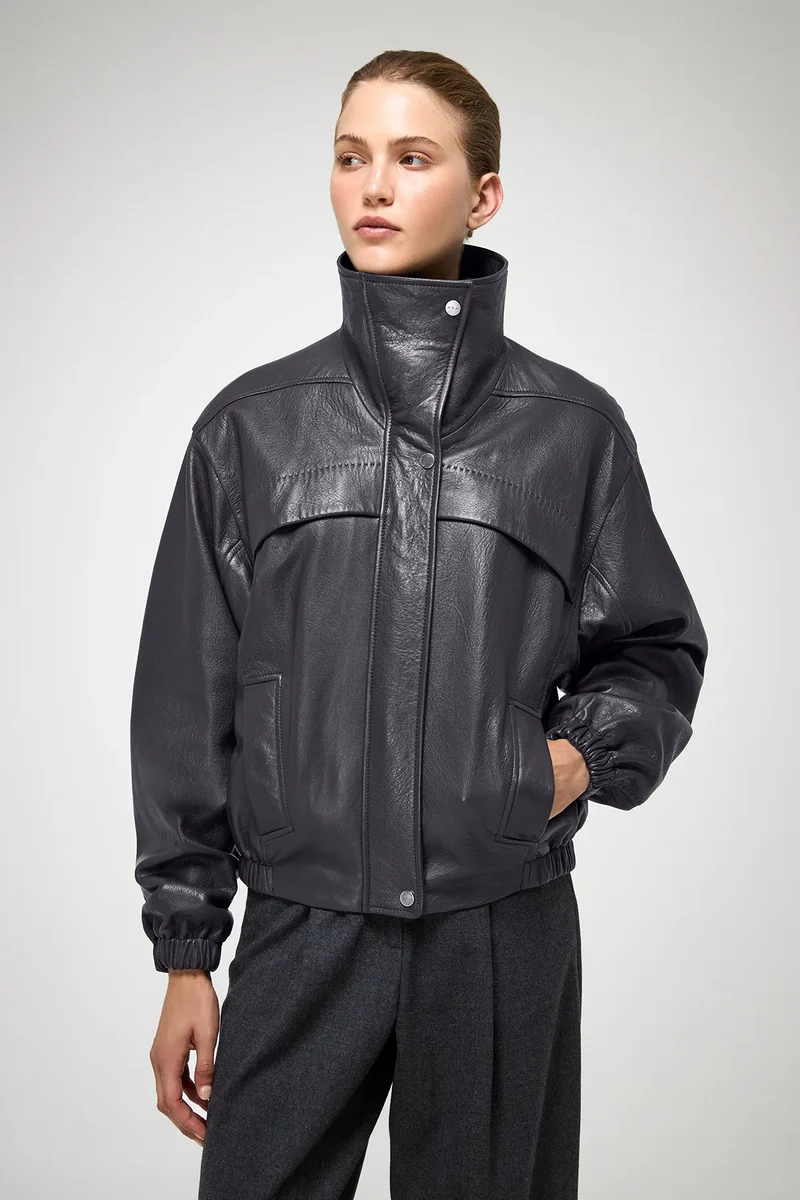 Eli - Anthrazitfarbene Lederjacke