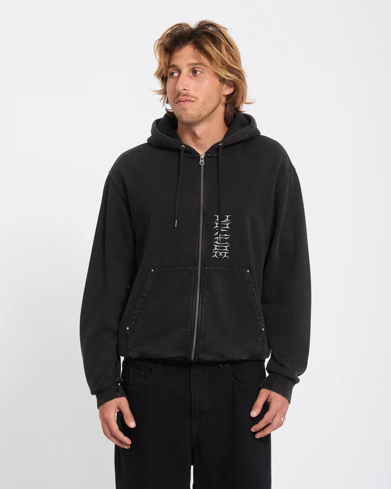 Studder Zip Hoodie - Black