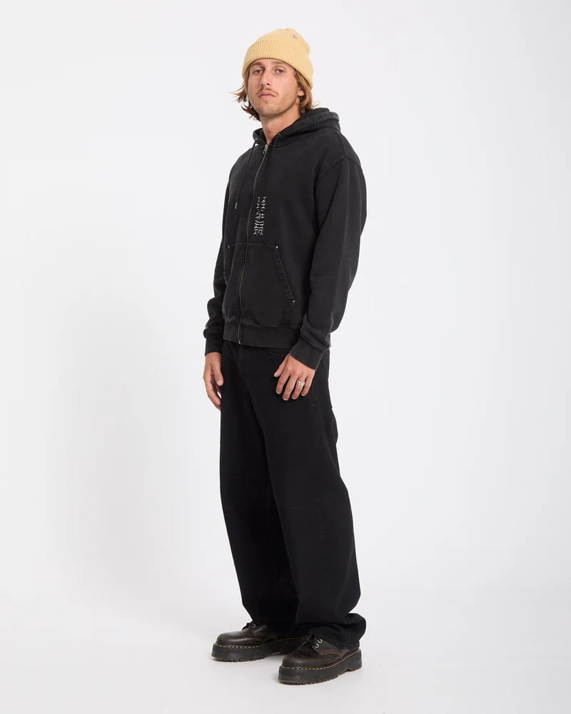 Studder Zip Hoodie - Black