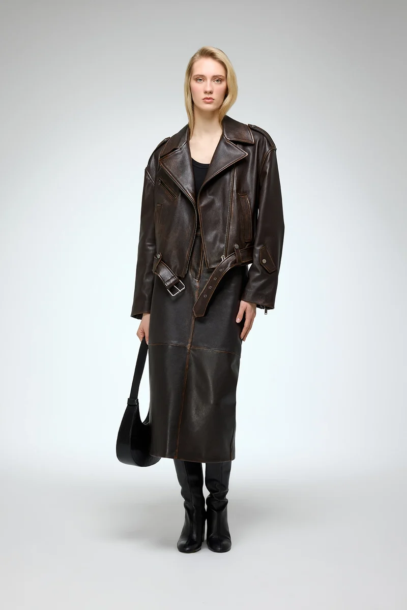 Anya - Braune Lederjacke