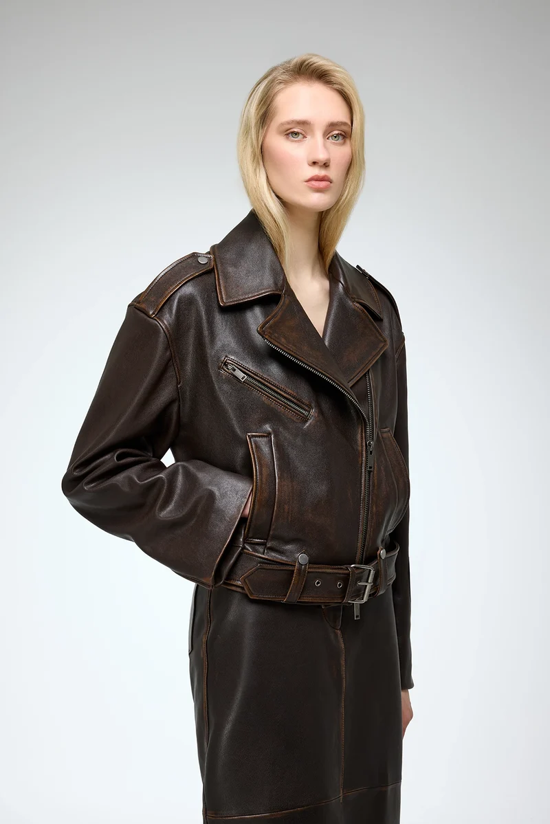 Anya - Braune Lederjacke
