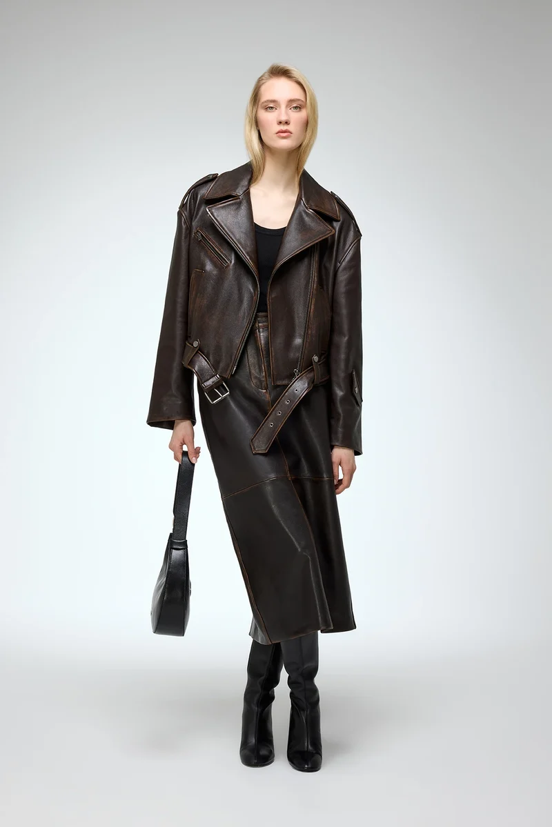 Anya - Braune Lederjacke