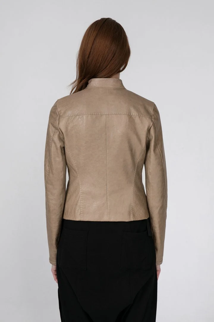 Beige Lederjacke