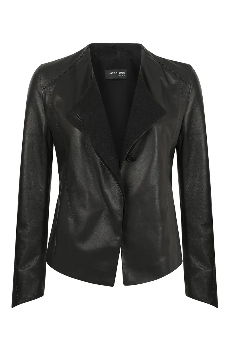 Schwarze Lederjacke