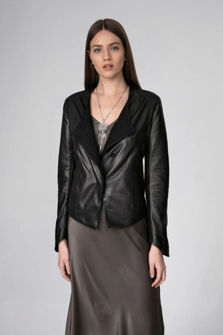 Schwarze Lederjacke