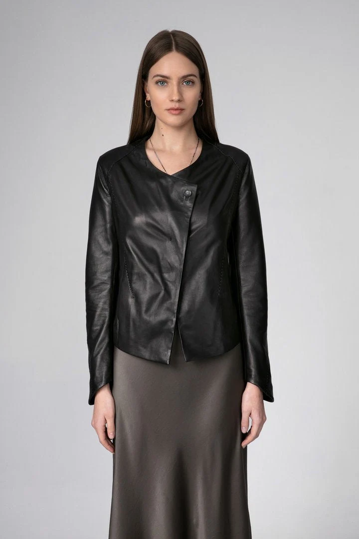 Schwarze Lederjacke