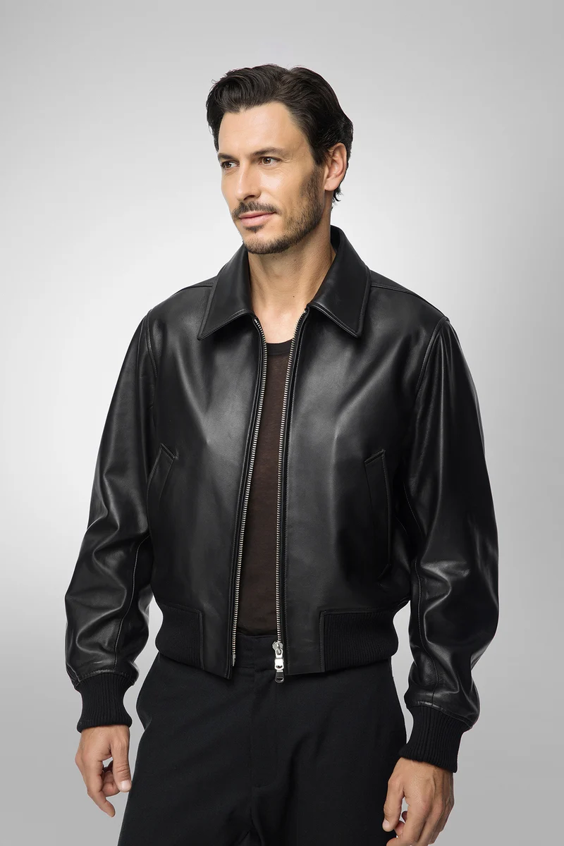 Simon - Schwarze Lederjacke