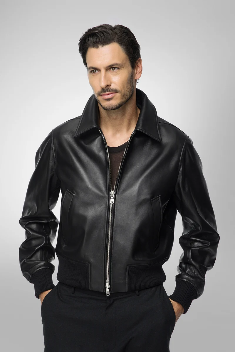 Simon - Schwarze Lederjacke