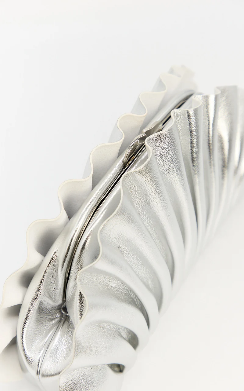 Olga Berg - Hollie Pleated Clutch in Silver