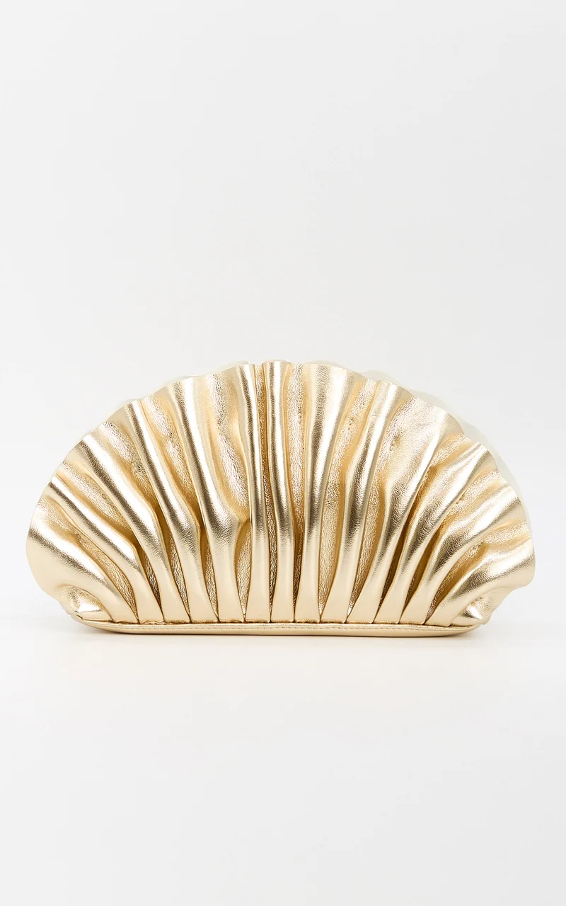 Olga Berg - Hollie Pleated Clutch in Gold