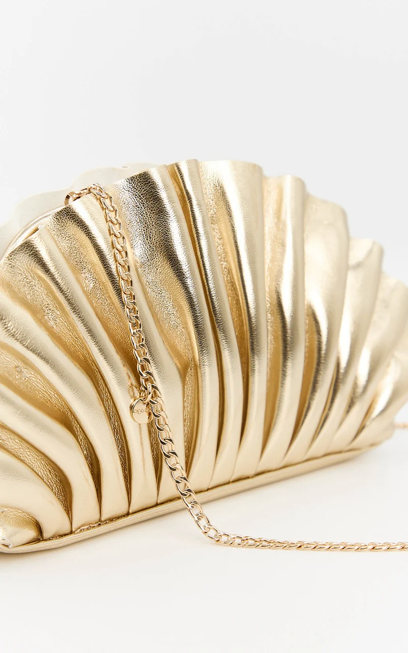 Olga Berg - Hollie Pleated Clutch in Gold