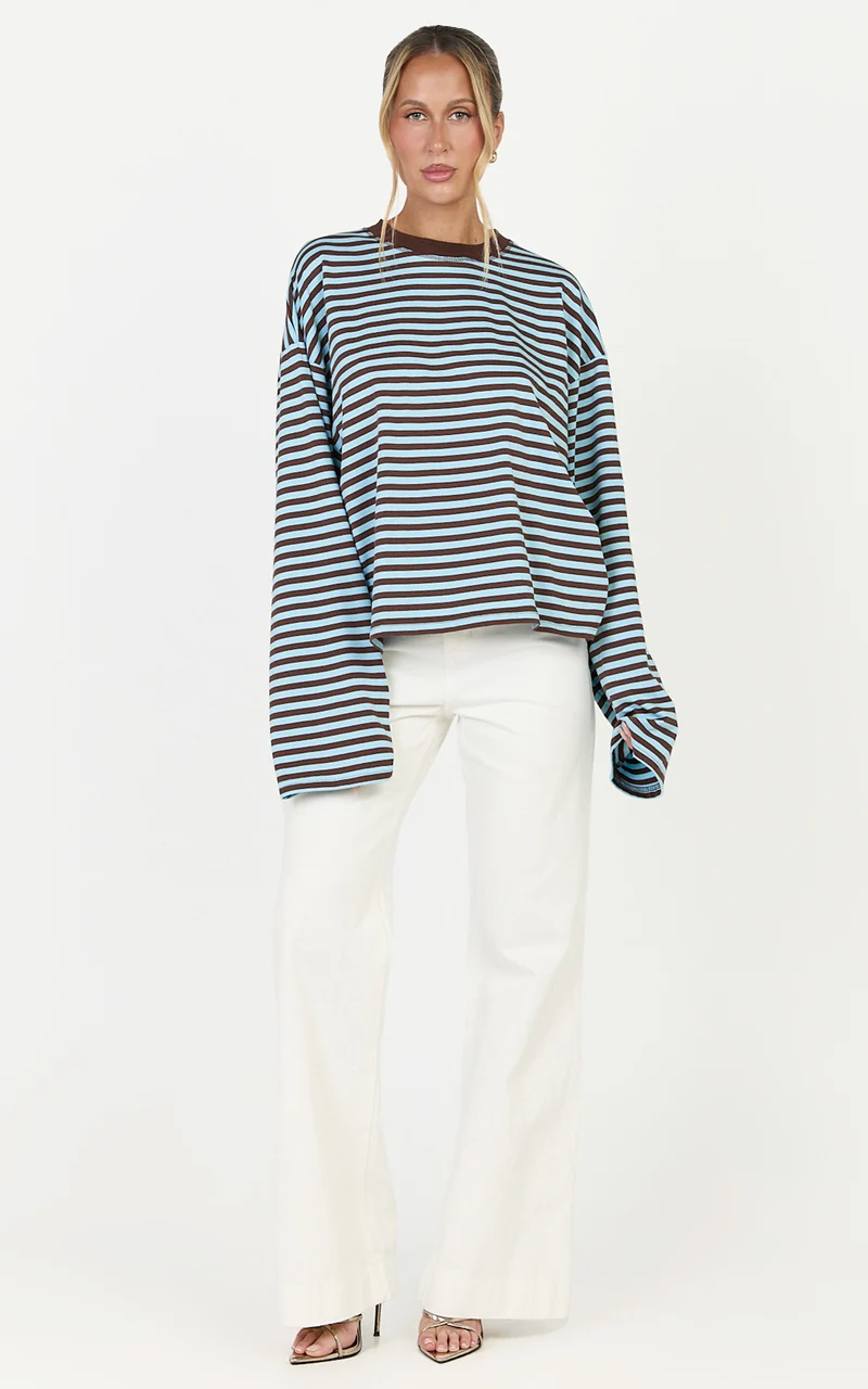 Lioness - Bloom Long Sleeve in Chocolate Sea Stripe