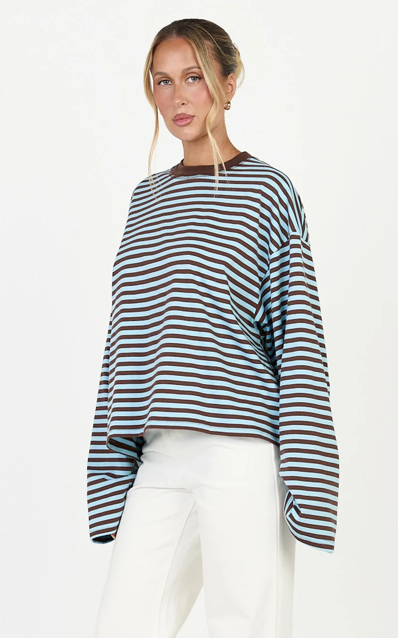 Lioness - Bloom Long Sleeve in Chocolate Sea Stripe