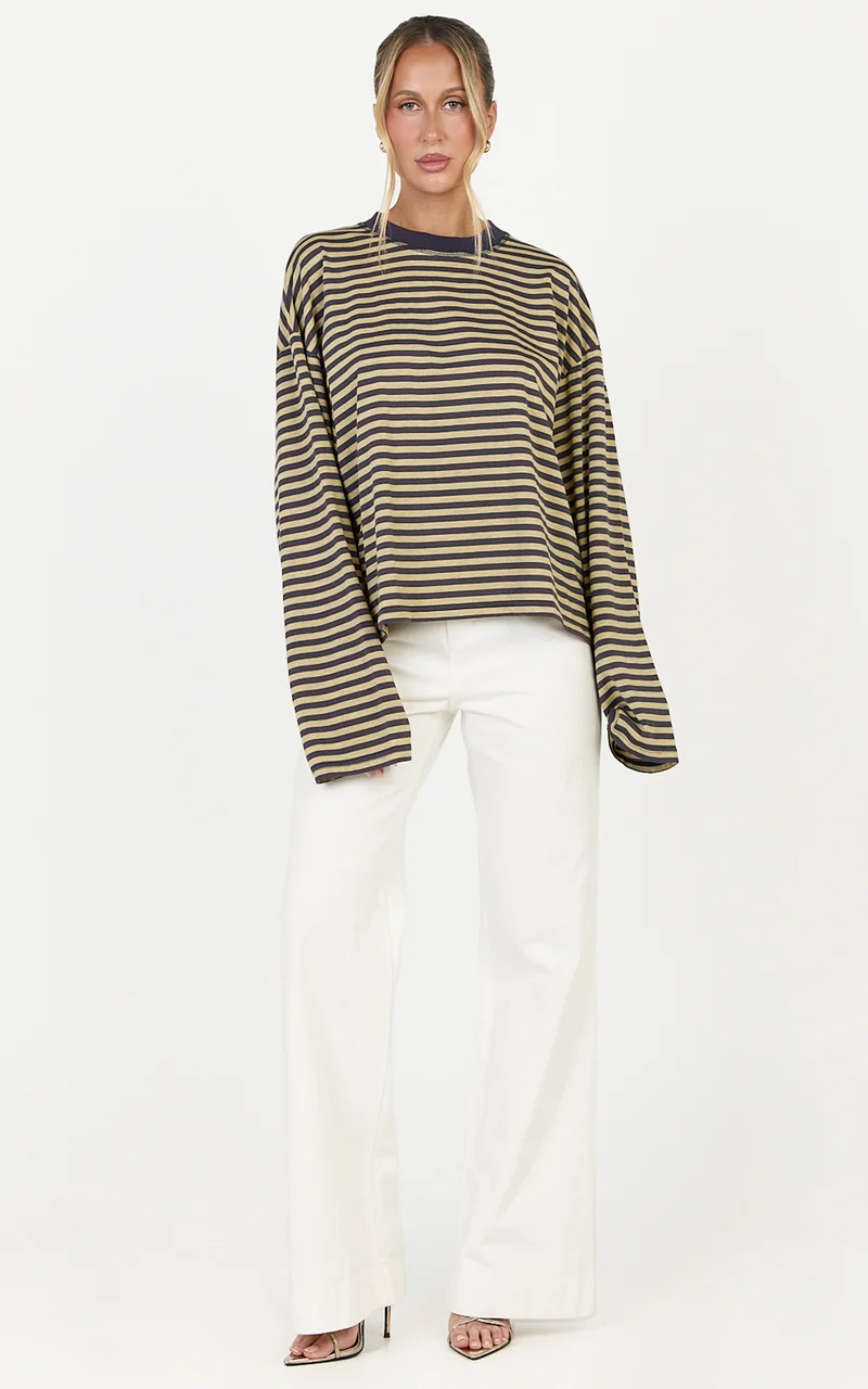 Lioness - Bloom Long Sleeve in Beige Stripe