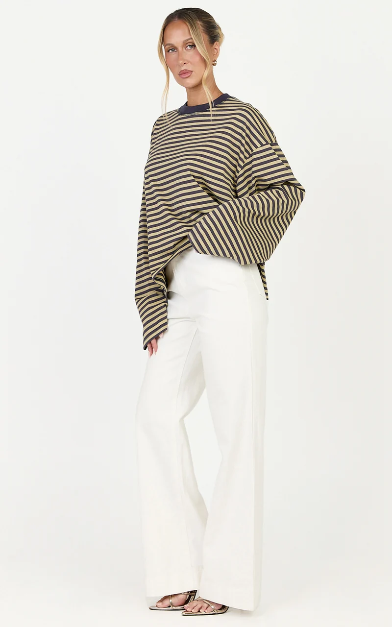 Lioness - Bloom Long Sleeve in Beige Stripe