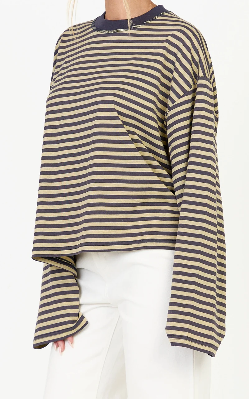 Lioness - Bloom Long Sleeve in Beige Stripe