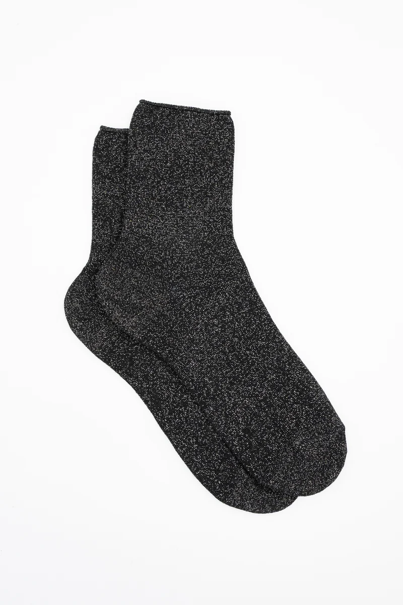Calze Corte in Cotone con Lurex - NERO