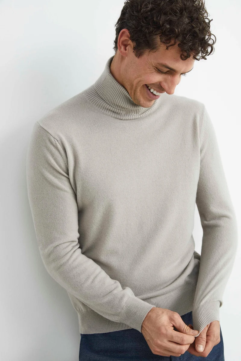 Dolcevita in lana e cashmere - GRIGIO