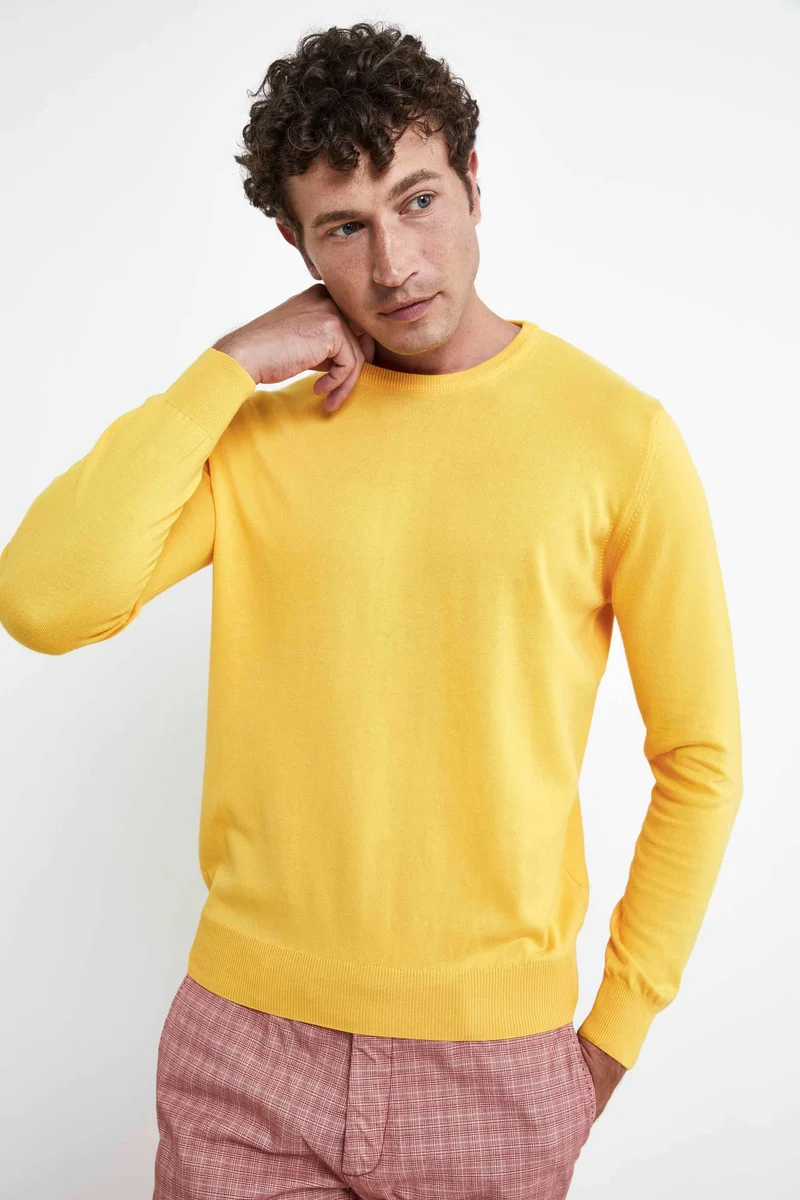Maglia girocollo in cotone - GIALLO