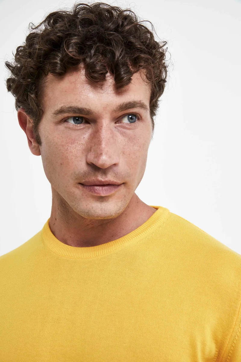 Maglia girocollo in cotone - GIALLO