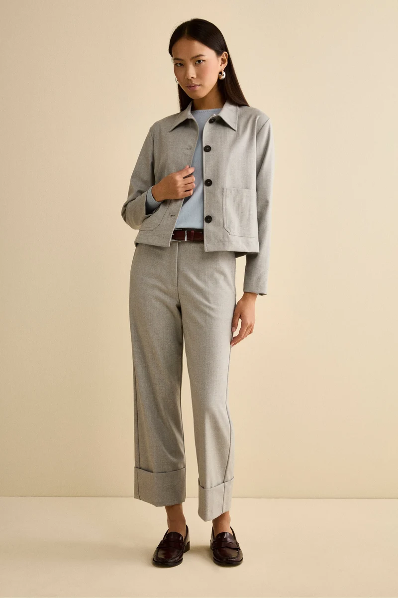 Giacca Corta Overshirt Spigata - GRIGIO SPIGATO