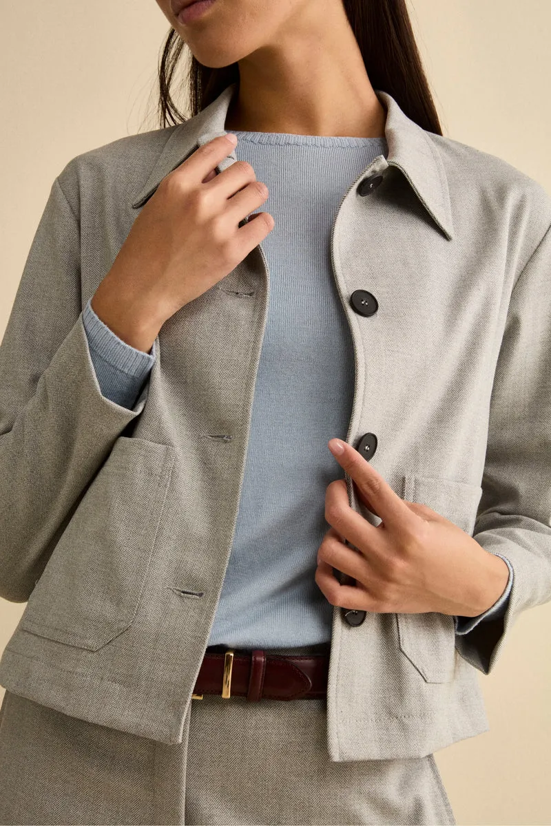 Giacca Corta Overshirt Spigata - GRIGIO SPIGATO