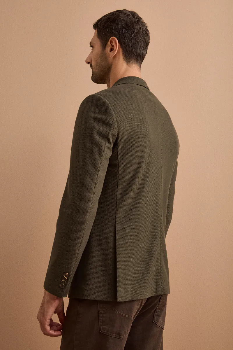 Giacca Slim Fit Monopetto con Revers Classico - VERDE
