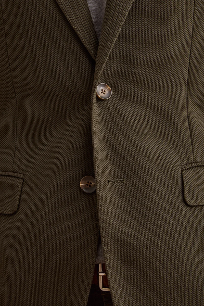 Giacca Slim Fit Monopetto con Revers Classico - VERDE