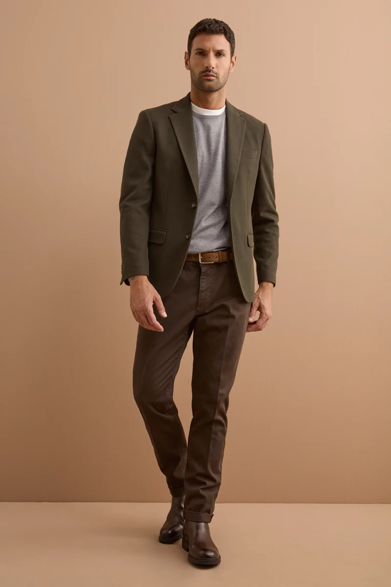 Giacca Slim Fit Monopetto con Revers Classico - VERDE