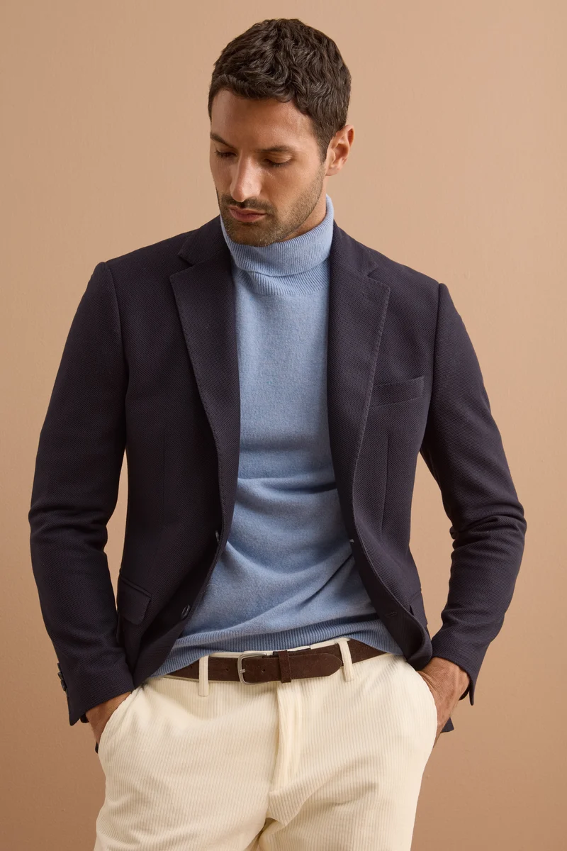 Giacca Slim Fit Monopetto con Revers Classico - BLU
