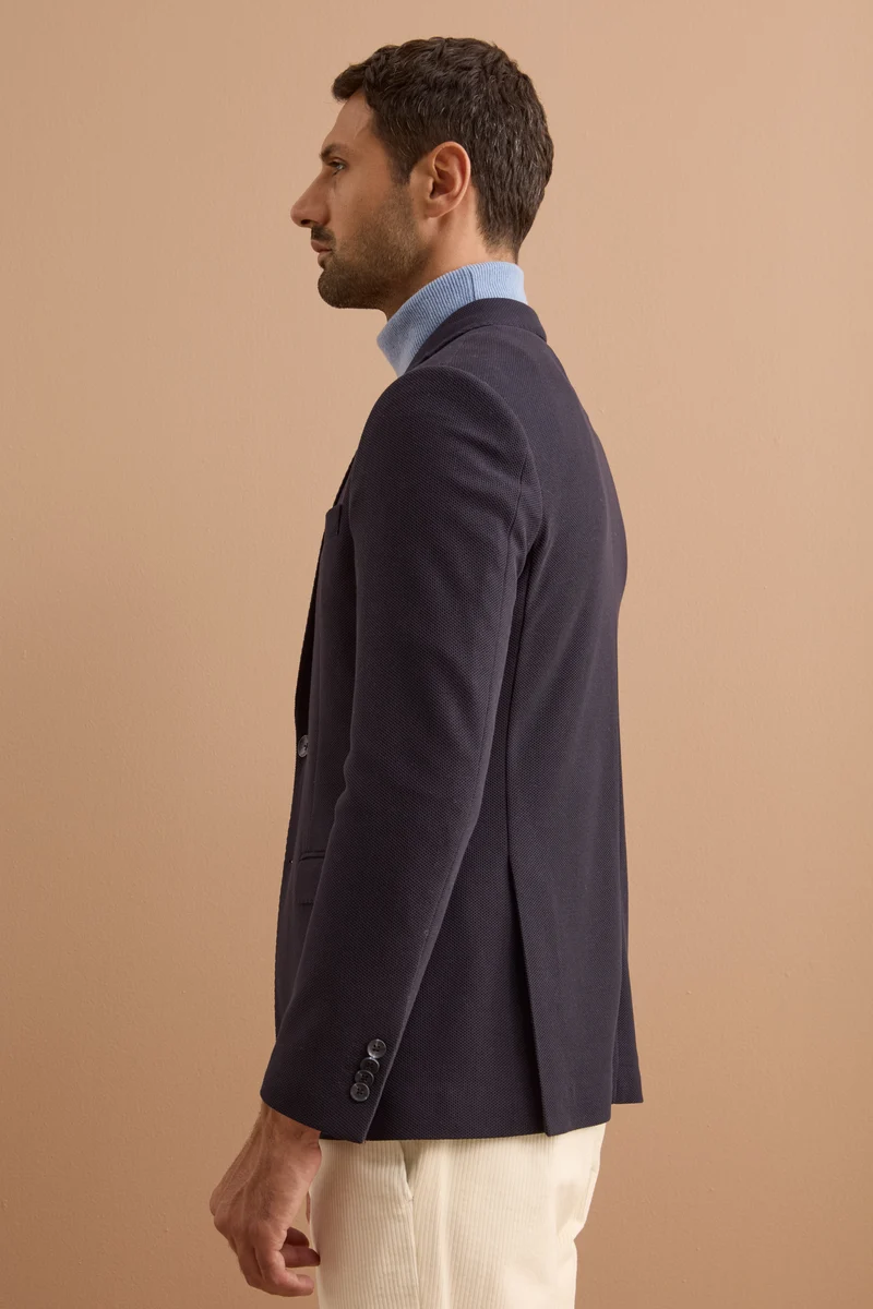 Giacca Slim Fit Monopetto con Revers Classico - BLU