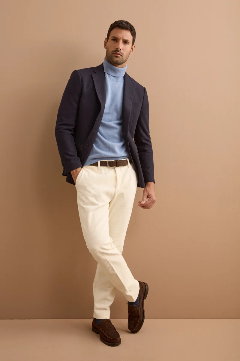 Giacca Slim Fit Monopetto con Revers Classico - BLU
