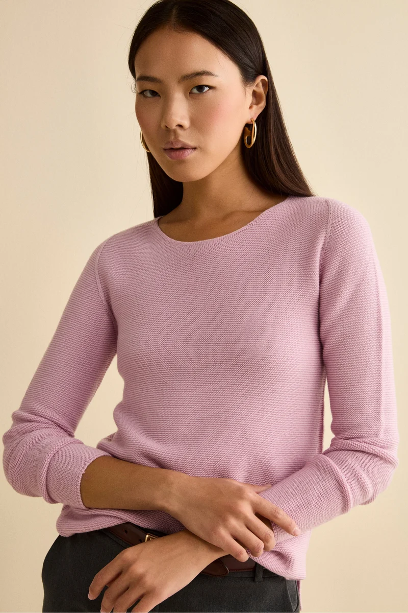 Maglia Barchetta in Lana Merino - ROSA