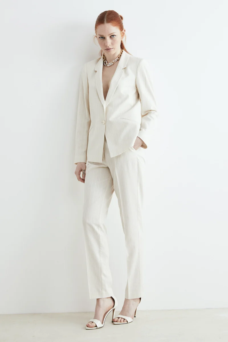Giacca gessata in lurex - SABBIA