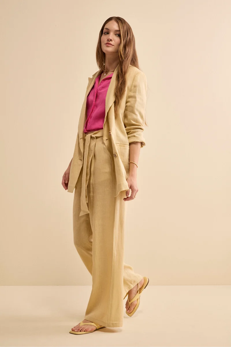 Blazer Over Doppiopetto in Lino - CREMA
