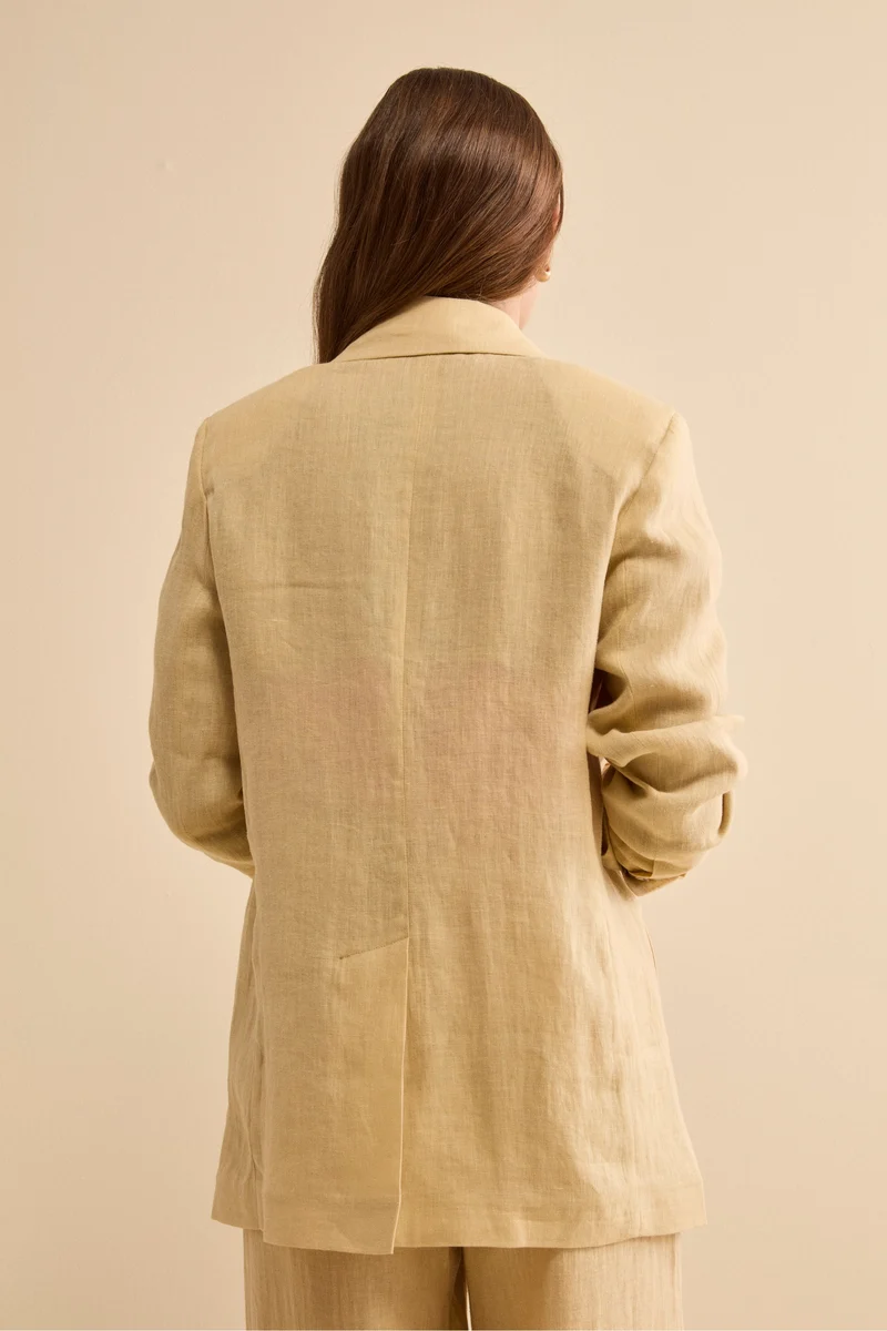 Blazer Over Doppiopetto in Lino - CREMA