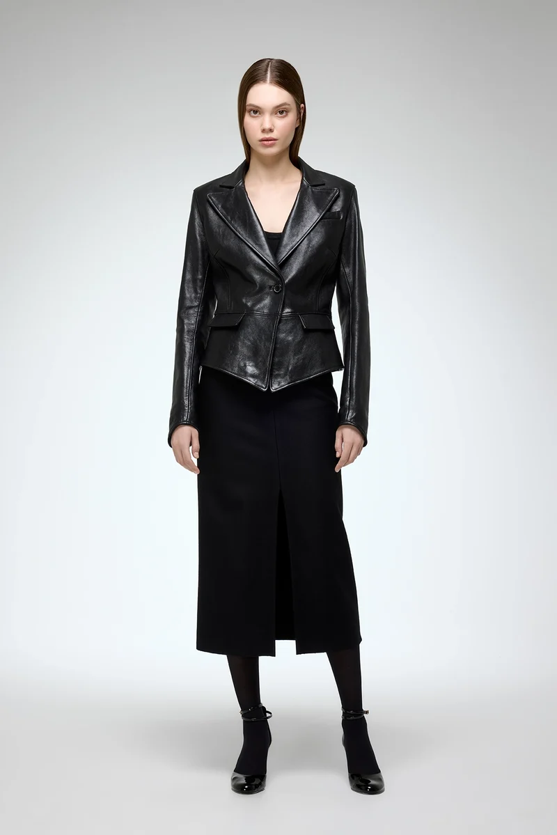 Opal - Schwarze Lederjacke