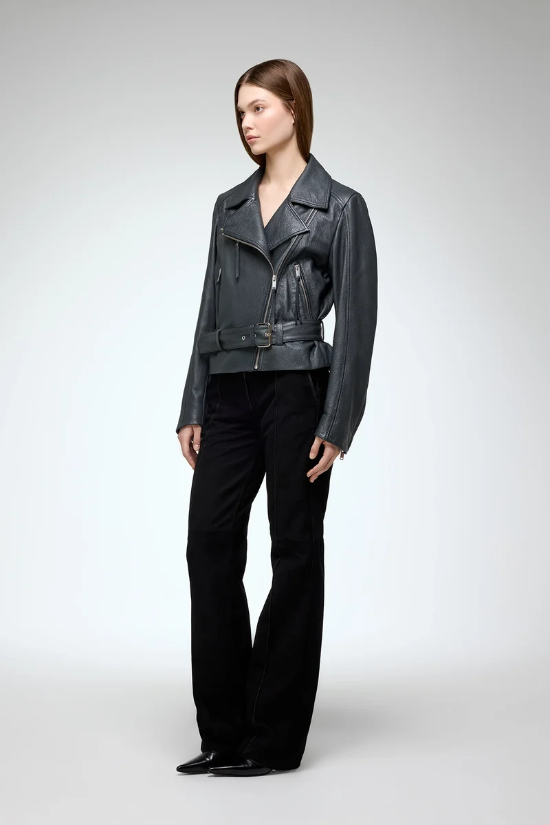 Amelia - Anthrazitfarbene Lederjacke