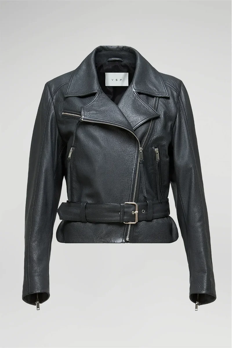 Amelia - Anthrazitfarbene Lederjacke